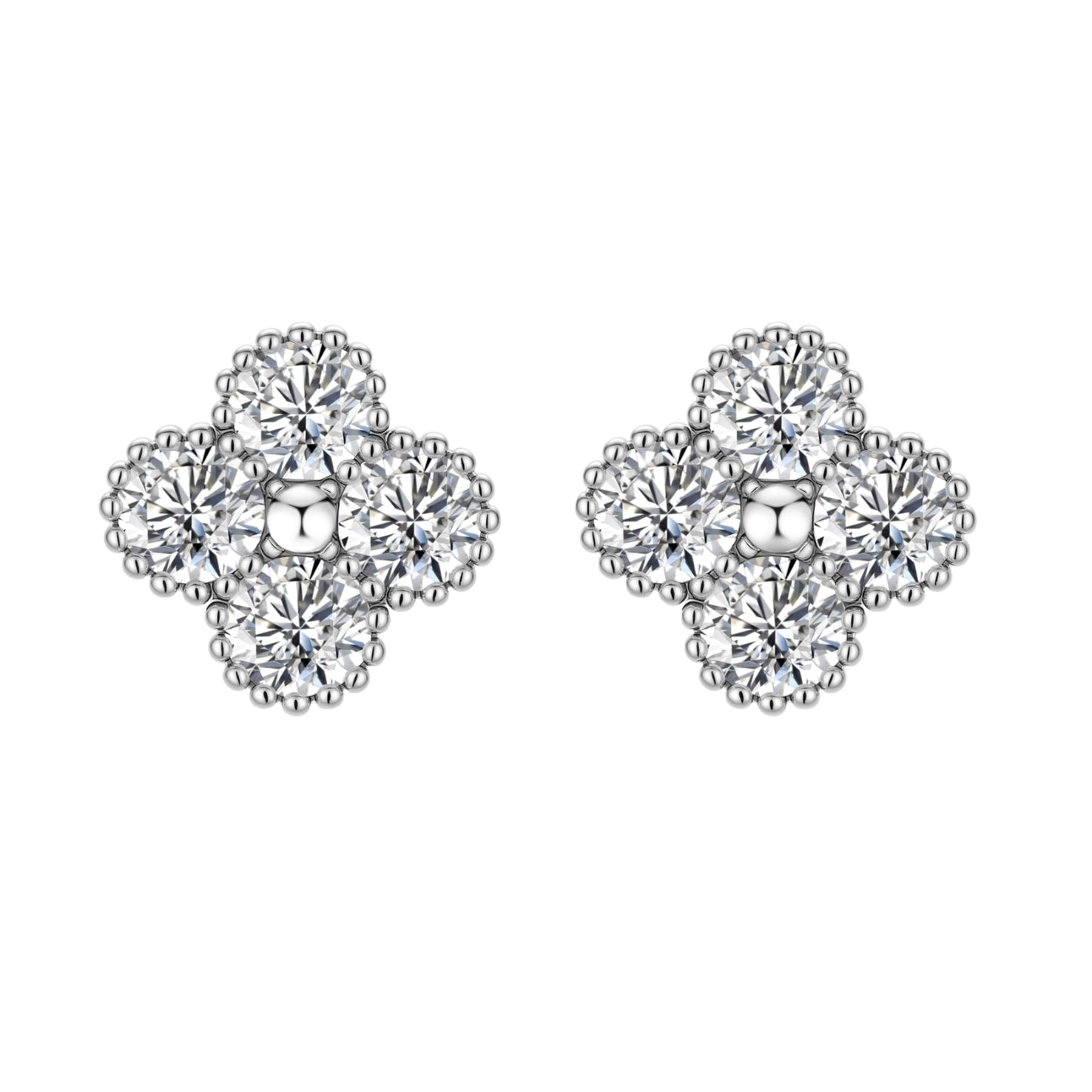 Mikki Luka Quatrefoil Moissanite Stud Earrings