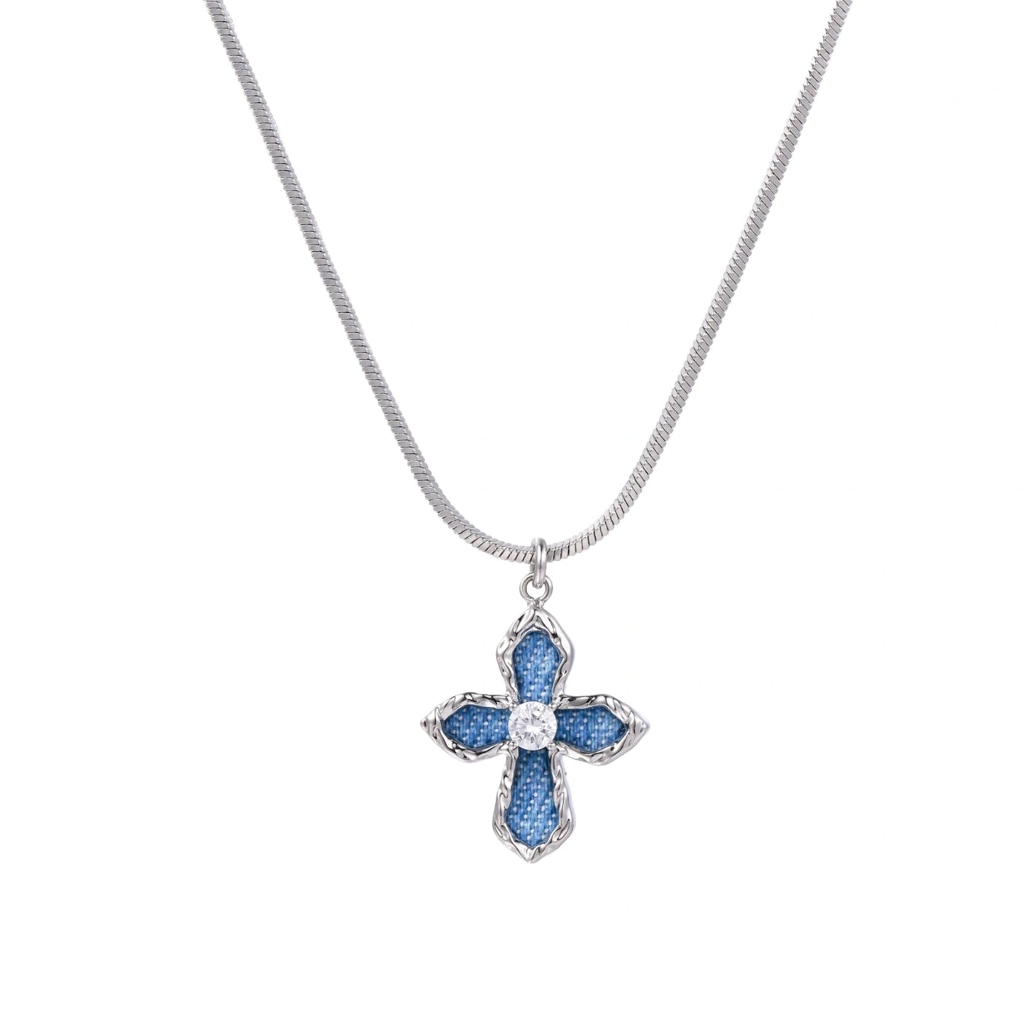 Mikki Luka Denim Cross Necklace