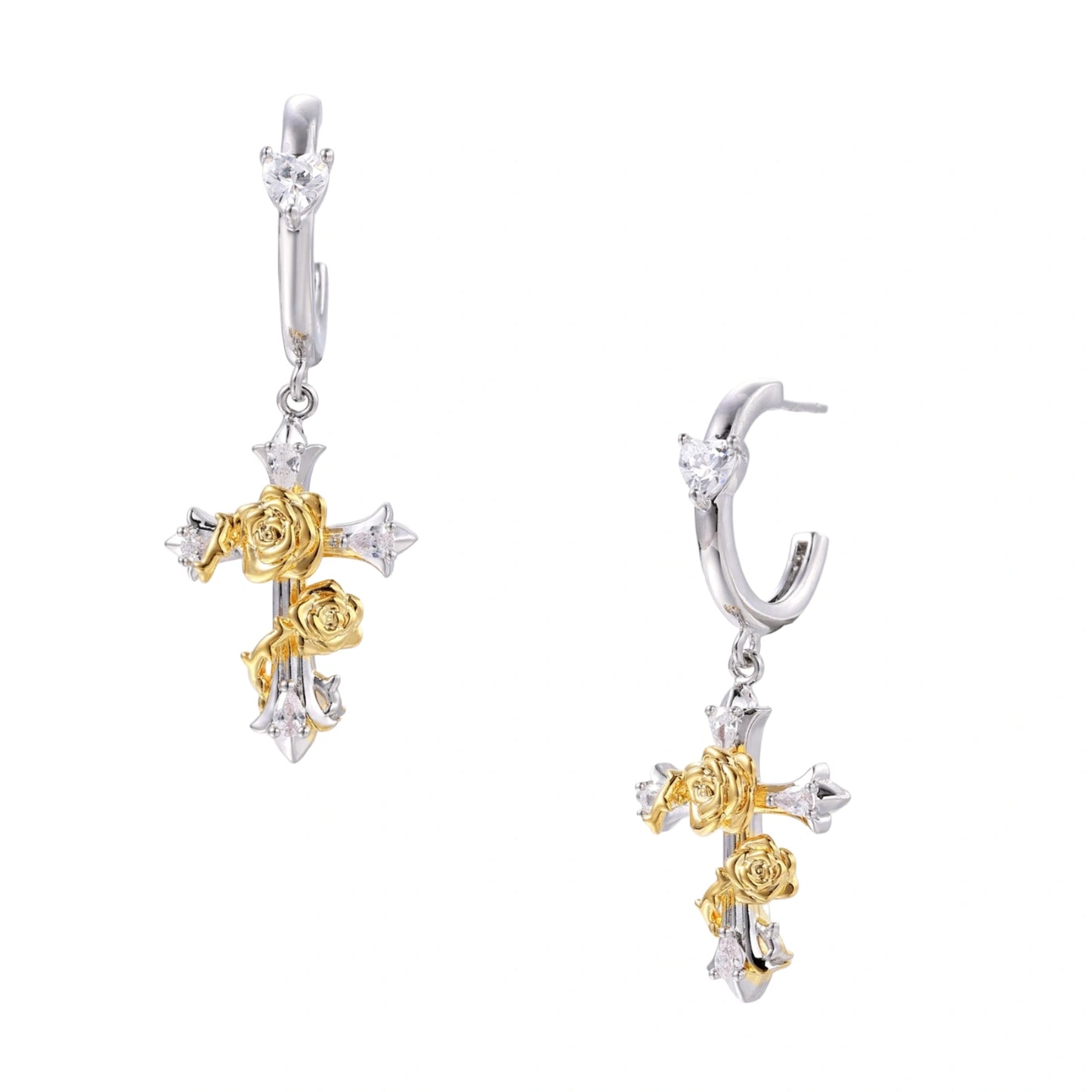 Mikki Luka Golden Rose Cross Earrings