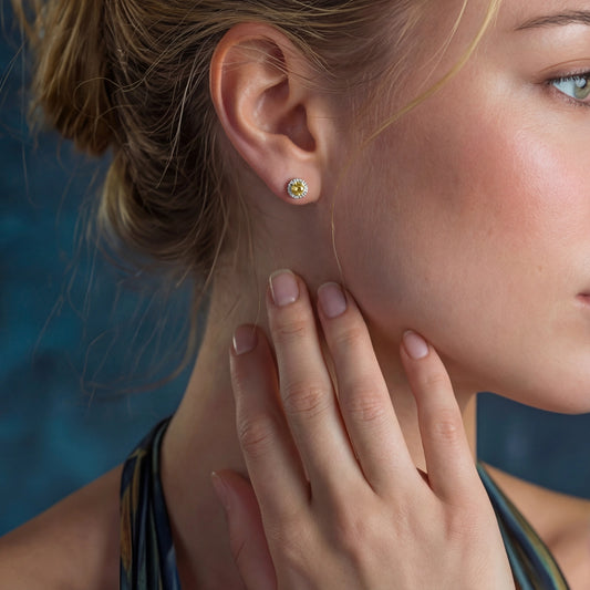 Mikki Luka Sunburst Halo Stud Earrings