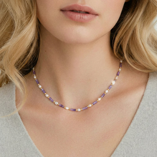 Mikki Luka Amethyst Pearl Harmony Necklace