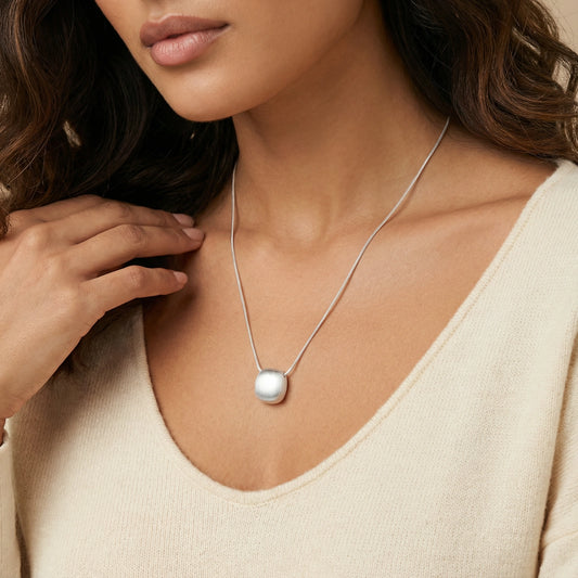 Mikki Luka Brushed Silver Disc Necklace