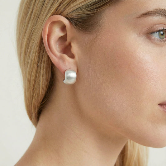 Mikki Luka Brushed Silver Stud Earrings