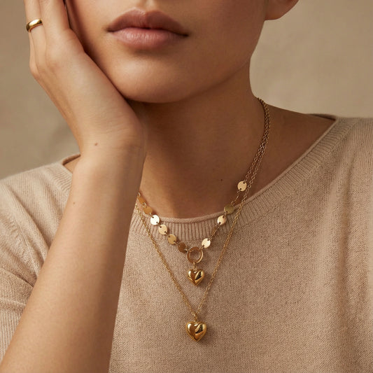 Mikki Luka Golden Hearts Layered Necklace Set