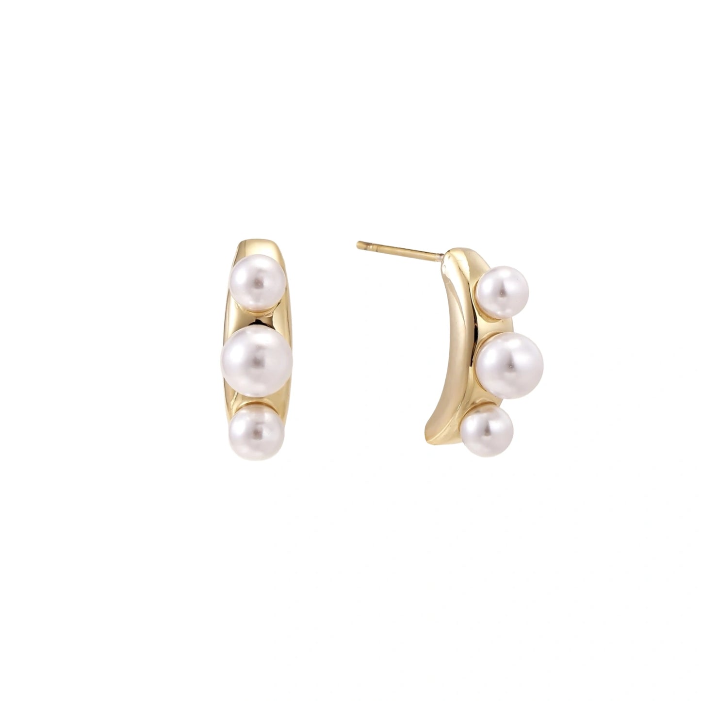 Mikki Luka Pearl Trio Curve Stud Earrings
